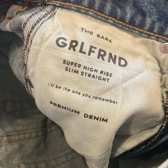GRLFRND The Sara Super High Rise Slim Straight 100% Cotton Jeans Astoria Size 28 - Picture 8 of 10